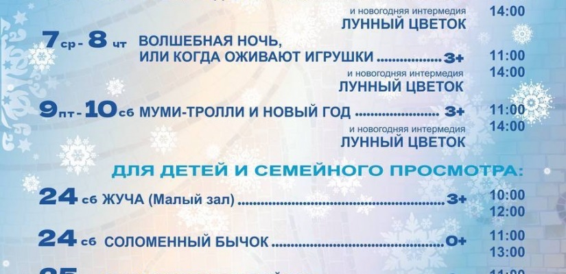 Театр кукол «Сказка» приглашает на зимние каникулы и январские спектакли